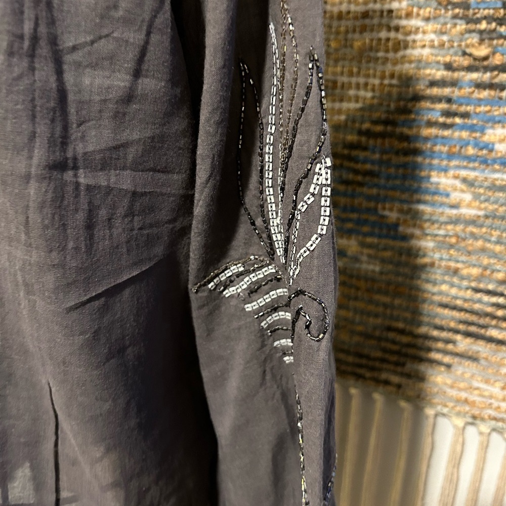 Boston Proper Beaded 3/4 Sleeve Boho Top - Picture 10 of 11